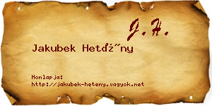 Jakubek Hetény névjegykártya